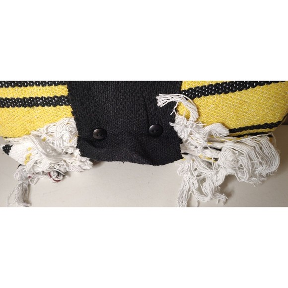 Yoga Blanket Mexican Throw Vintage Style Yellow White Black Stripes 51" x 75" - Picture 2 of 7